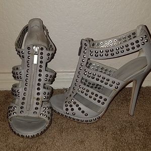 Aldo Guerrette grey caged studded spiked heels 7